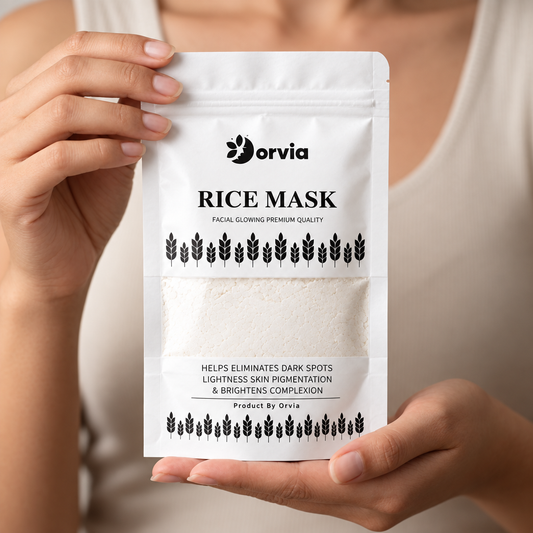 Hand-held Orvia Rice Mask pouch