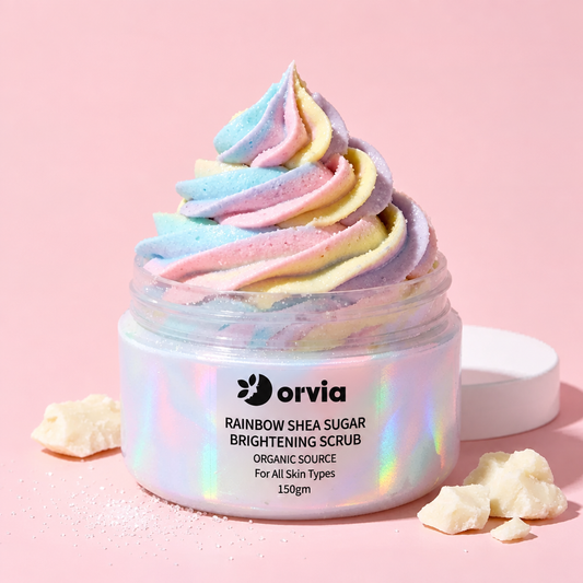 Orvia Rainbow Shea Sugar Brightening Scrub 150 g open jar