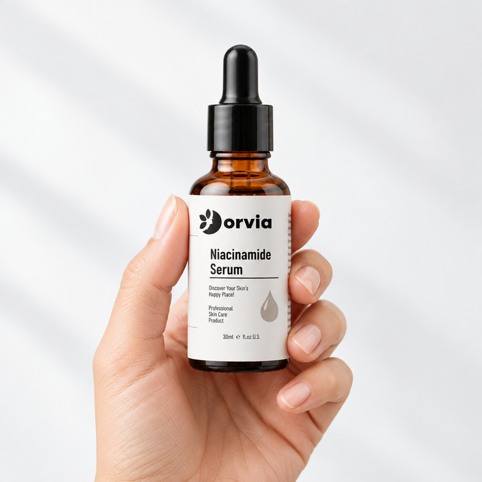 Niacinamide serum held in hand
